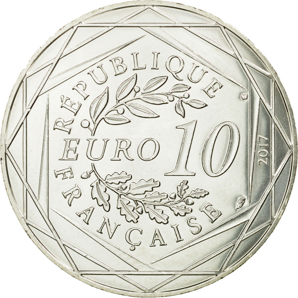 France, 10 Euro, La Bourgogne millésimée, 2017, MS(65-70), Silver