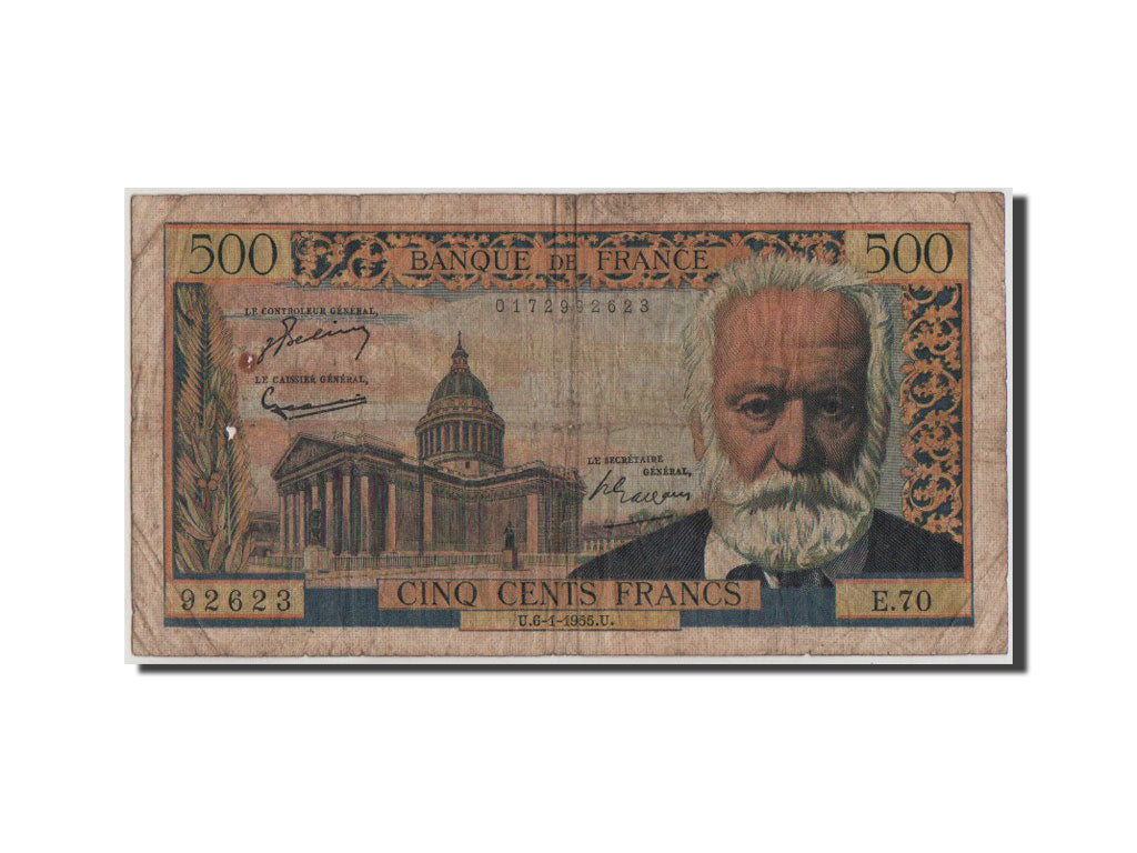 France, 500 Francs, 500 F 1954-1958 ''Victor Hugo'', 1955, KM #133a, F(12-15),..