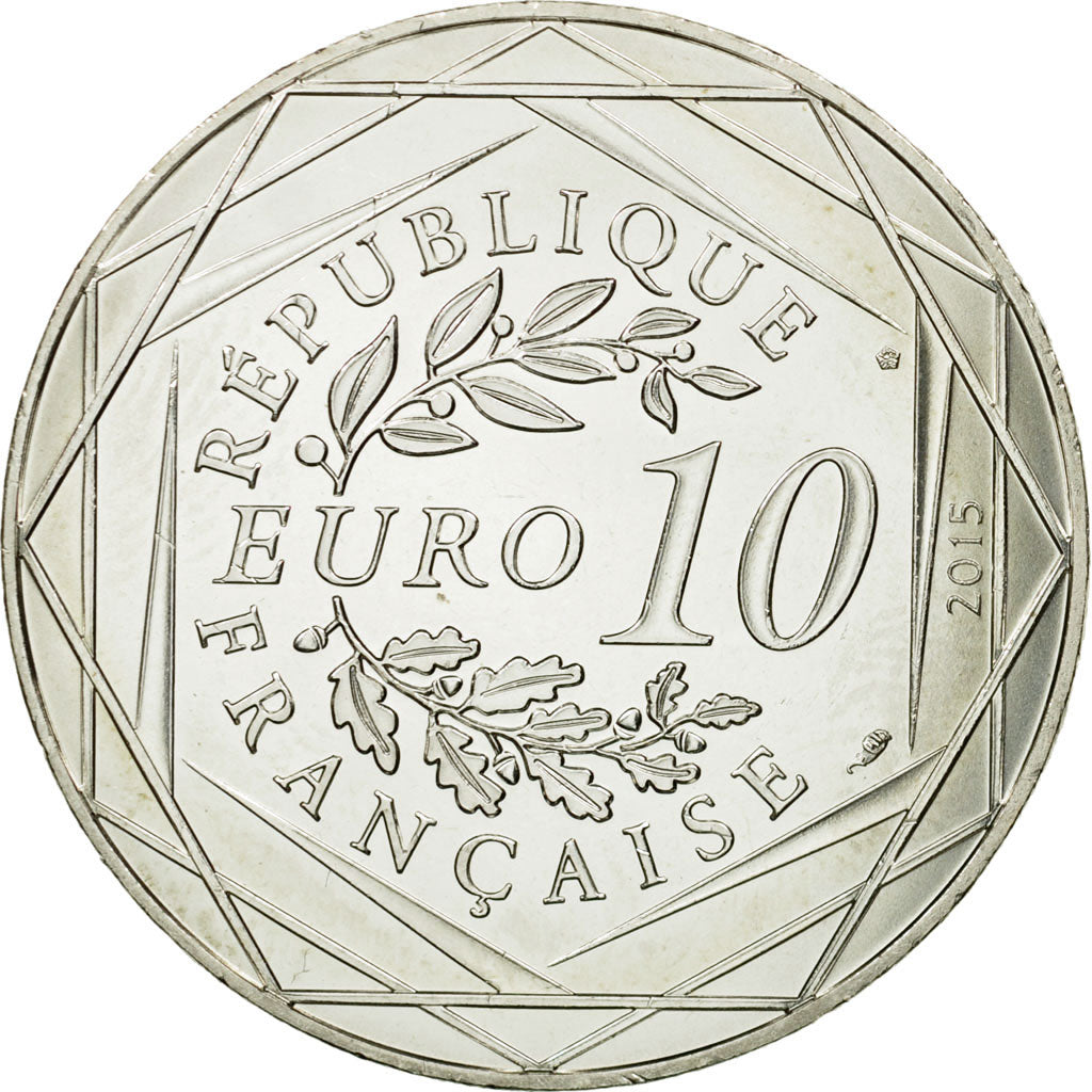 France, 10 Euro, Egalité, Astérix, Obélix, 2015, MS(65-70), Silver