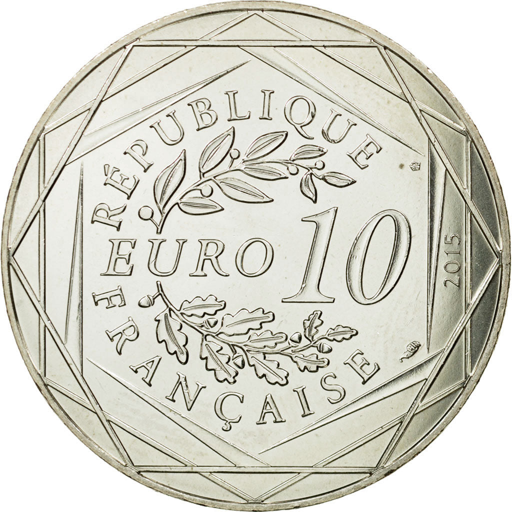 France, 10 Euro, Egalité, Abraracourcix, Obélix, 2015, MS(65-70), Silver