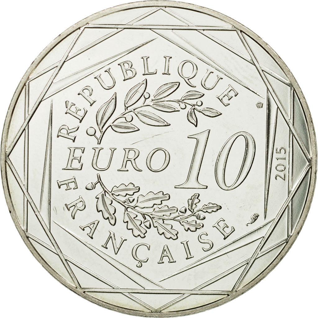 France, 10 Euro, Egalité, Gaulois, Chaudron, 2015, MS(65-70), Silver