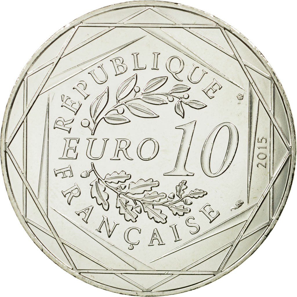France, 10 Euro, Liberté Obélix chez les Bretons, 2015, MS(65-70), Silver
