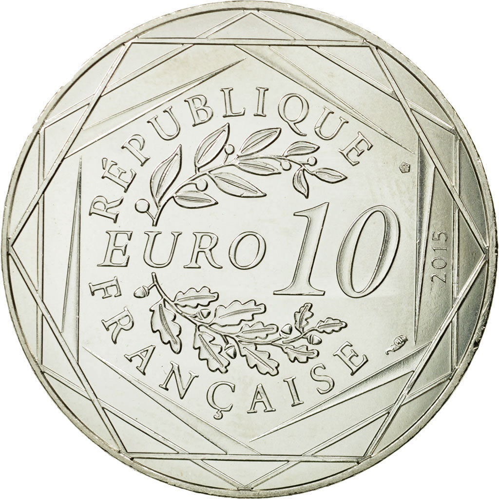 France, 10 Euro, Liberté Obélix Bonemine, 2015, MS(65-70), Silver
