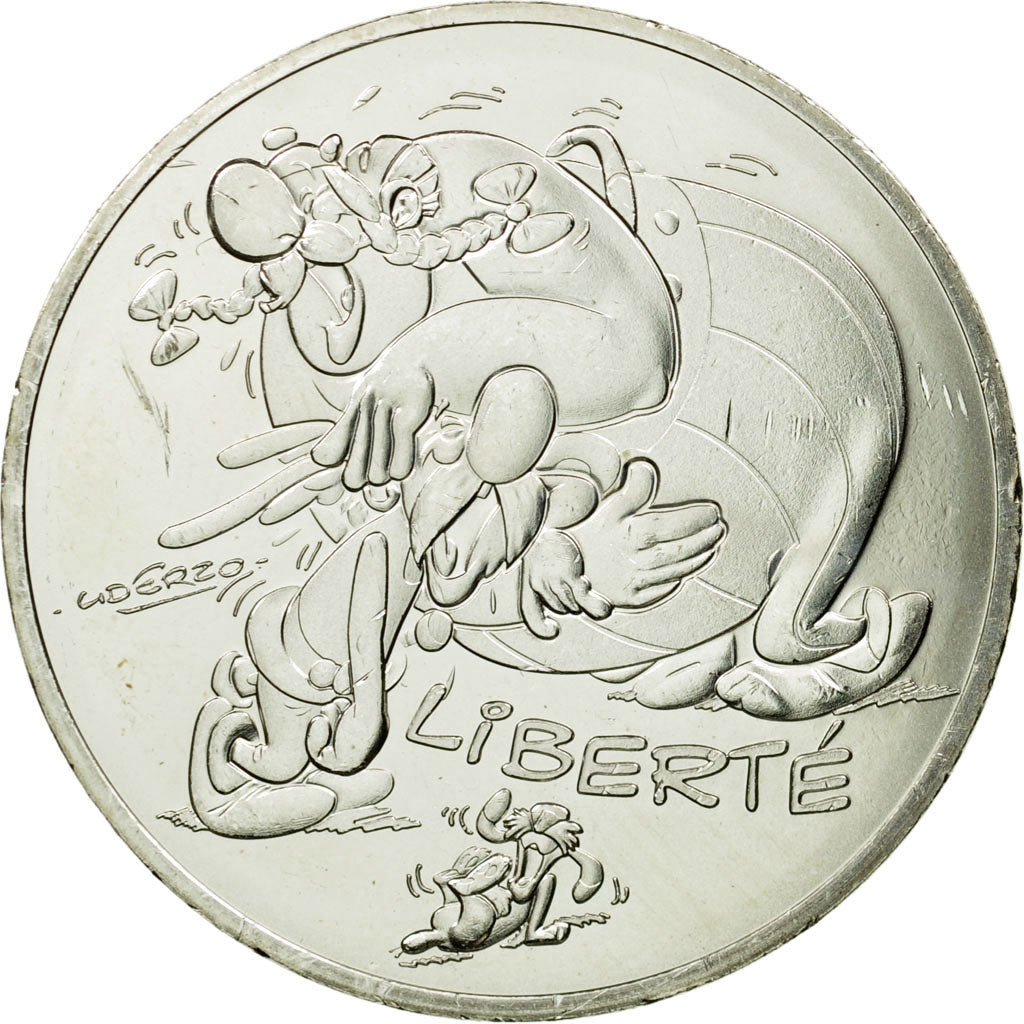 France, 10 Euro, Liberté Astérix, Obélix, 2015, MS(65-70), Silver