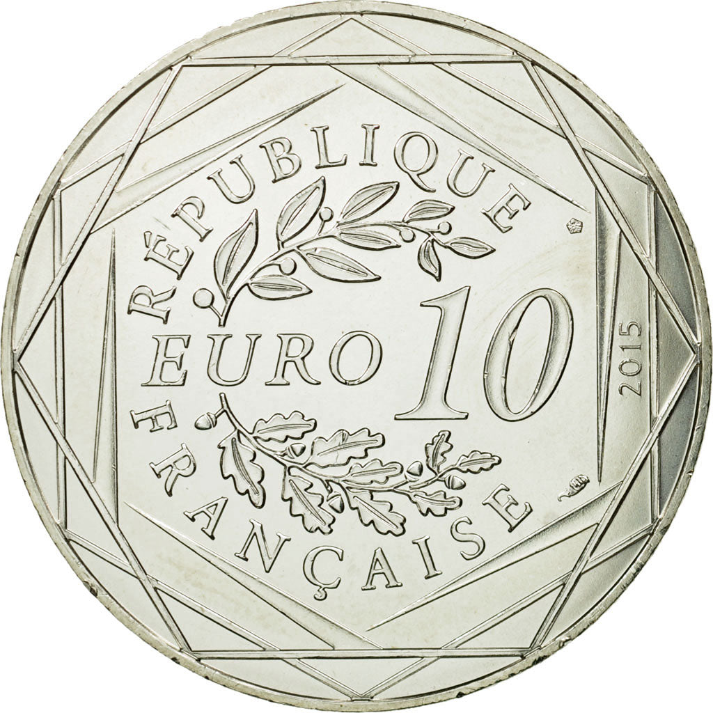France, 10 Euro, Liberté Astérix, Obélix, 2015, MS(65-70), Silver