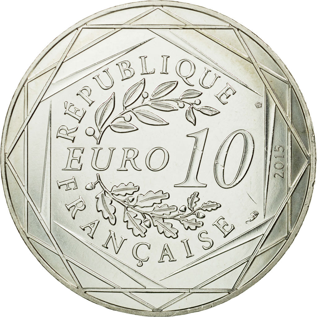 France, 10 Euro, Fraternité, Druide, 2015, MS(65-70), Silver