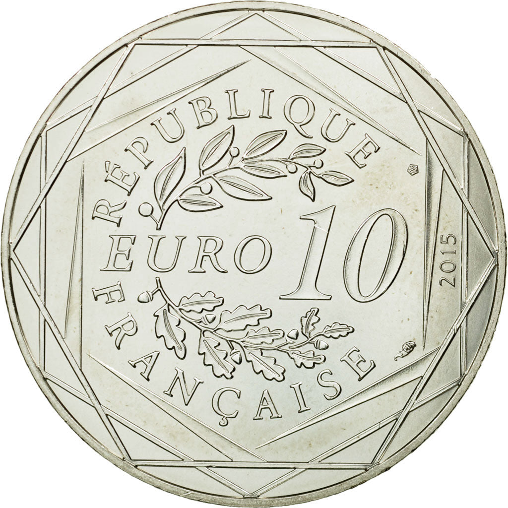 France, 10 Euro, Fraternité, Abraracourcix, 2015, MS(65-70), Silver