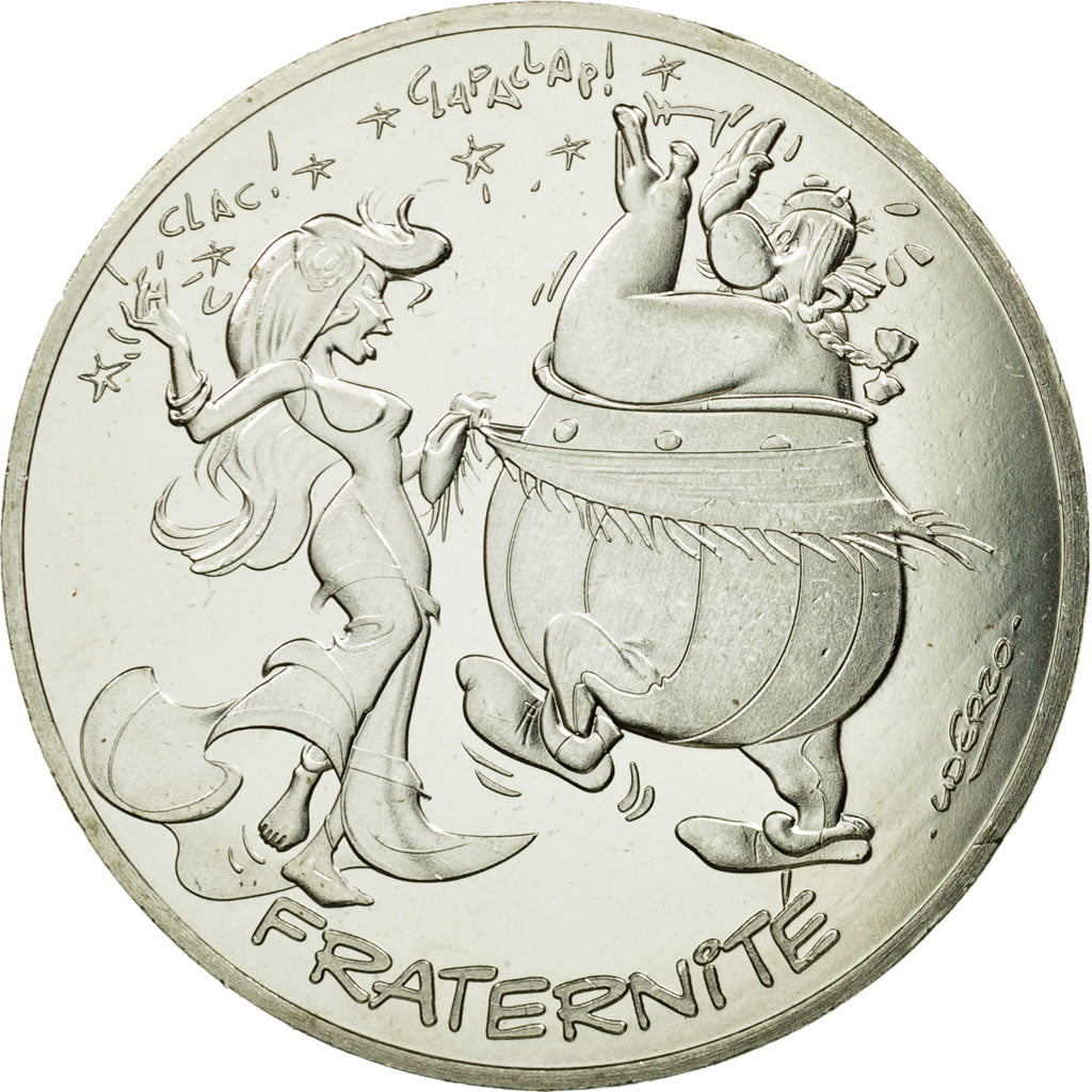 France, 10 Euro, Fraternité, Obélix, Danse, 2015, MS(65-70), Silver