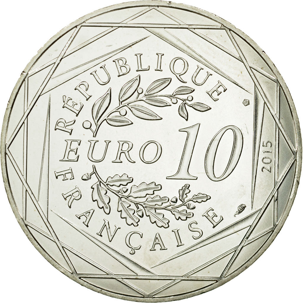 France, 10 Euro, Fraternité, Obélix, Danse, 2015, MS(65-70), Silver