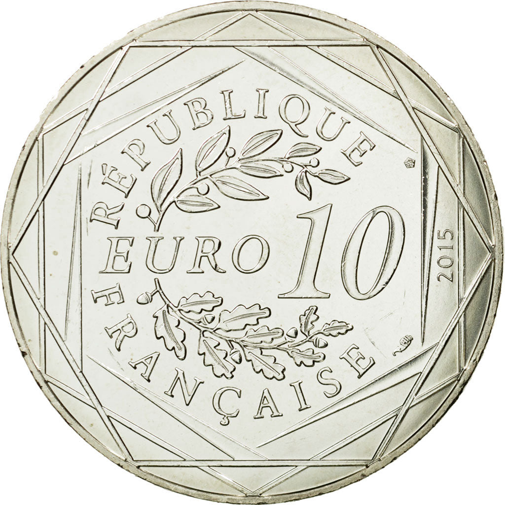 France, 10 Euro, Fraternité, Astérix, 2015, MS(65-70), Silver