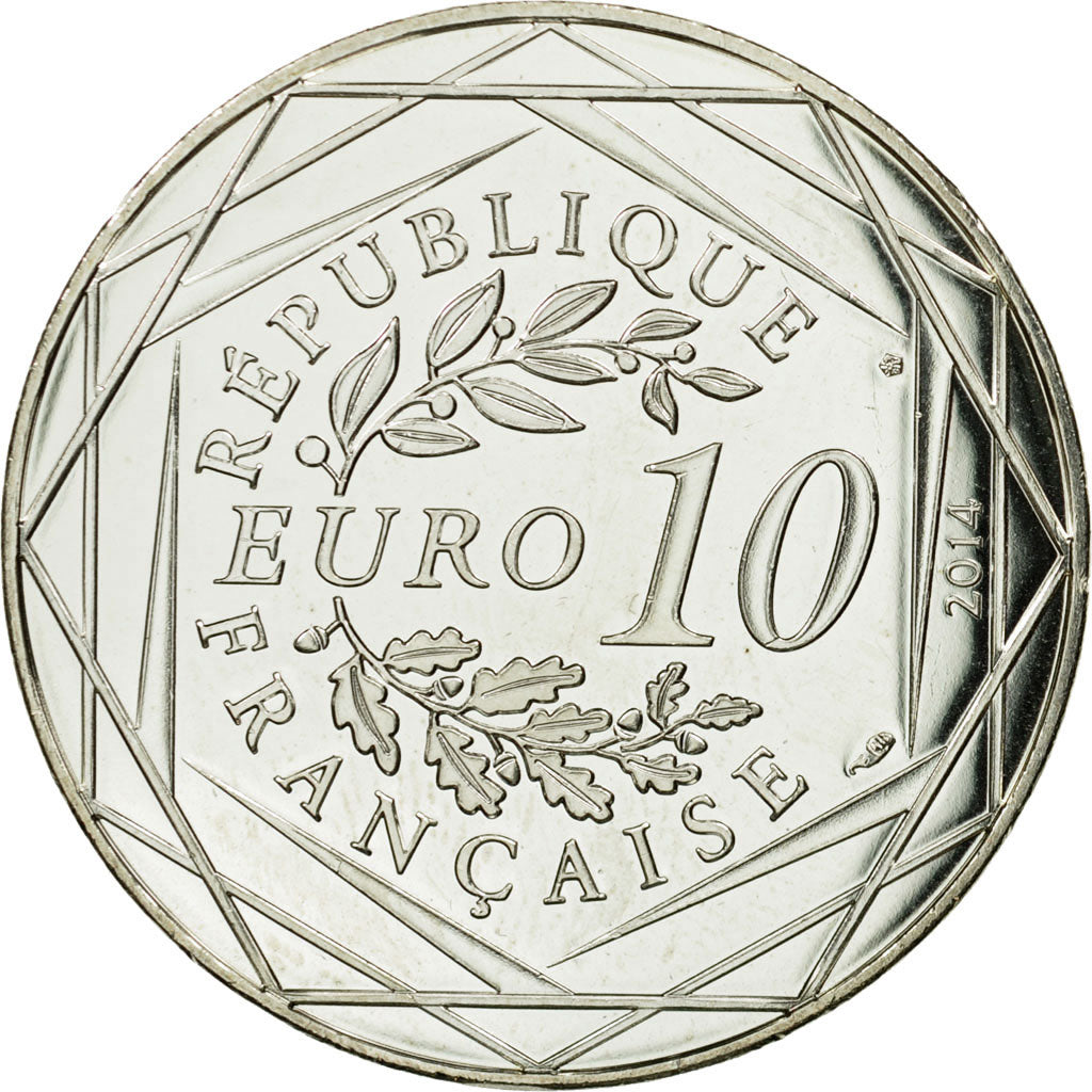 France, 10 Euro, Liberté Hiver Sempé, 2014, MS(65-70), Silver