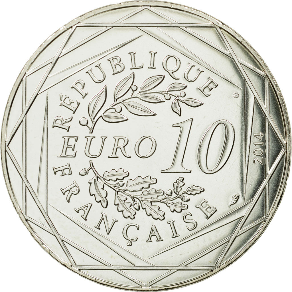 France, 10 Euro, Fraternité Hiver Sempé, 2014, MS(65-70), Silver