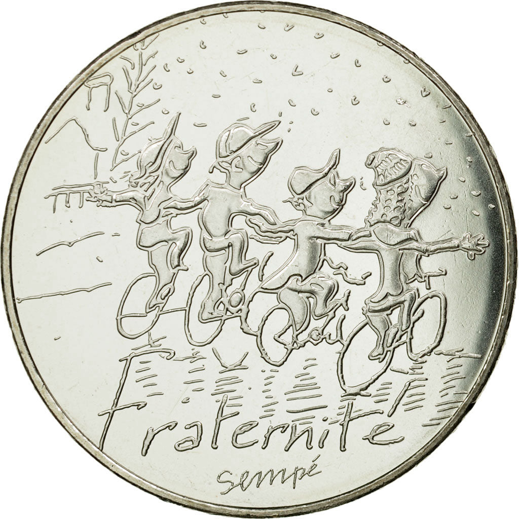 France, 10 Euro, Fraternité Hiver Sempé, 2014, MS(65-70), Silver