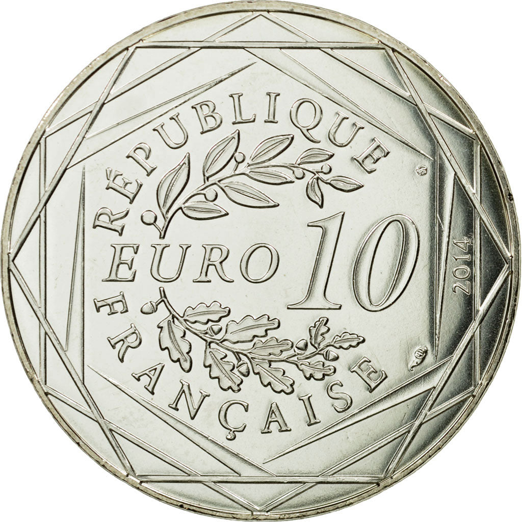 France, 10 Euro, Fraternité Hiver Sempé, 2014, MS(65-70), Silver