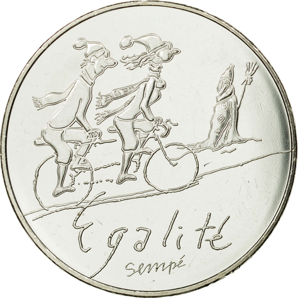 France, 10 Euro, Egalité Hiver Sempé, 2014, MS(65-70), Silver
