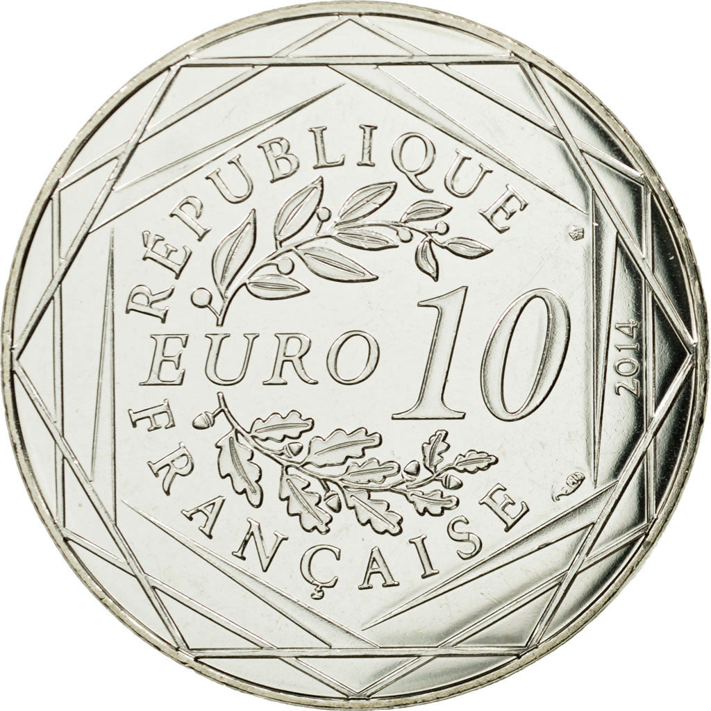 France, 10 Euro, Egalité Hiver Sempé, 2014, MS(65-70), Silver