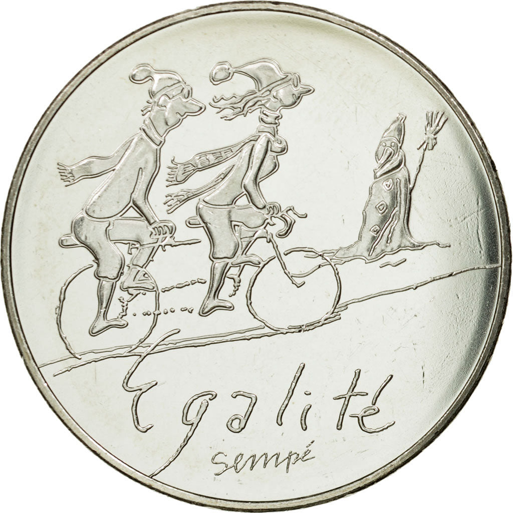 France, 10 Euro, Egalité Hiver Sempé, 2014, MS(65-70), Silver