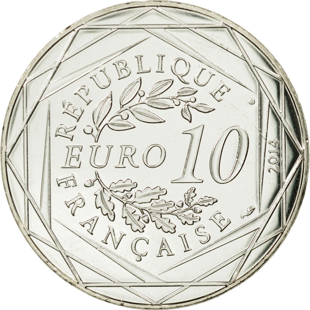 France, 10 Euro, Egalité Hiver Sempé, 2014, MS(65-70), Silver