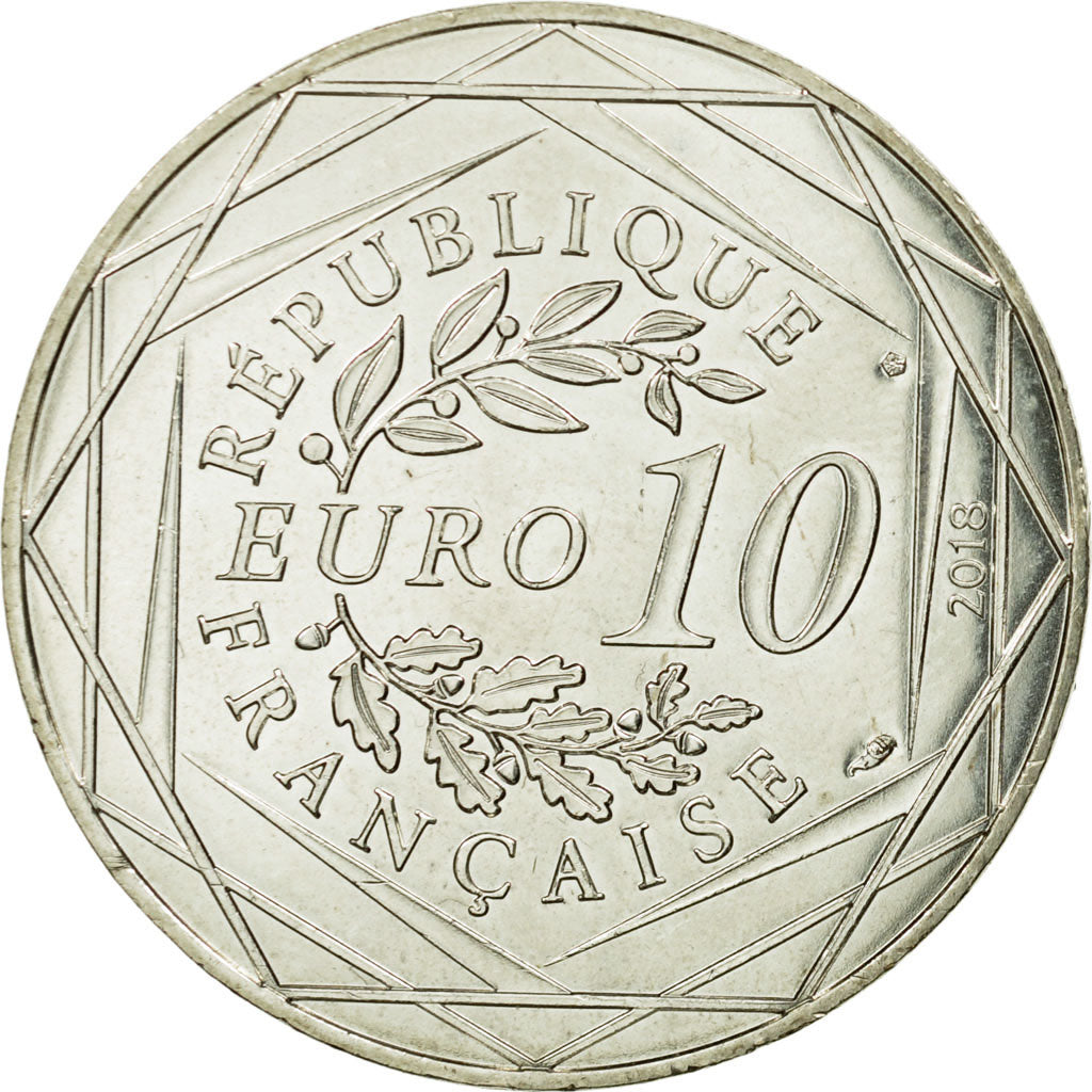France, 10 Euro, Mickey nouvelle vague, 2018, MS(63), Silver