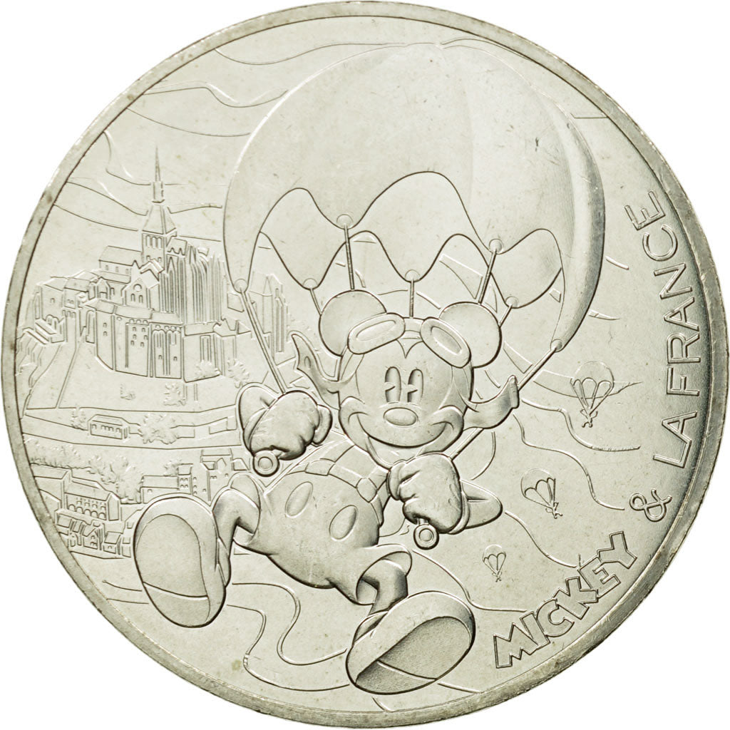 France, 10 Euro, Mickey libre comme l'air, 2018, MS(63), Silver