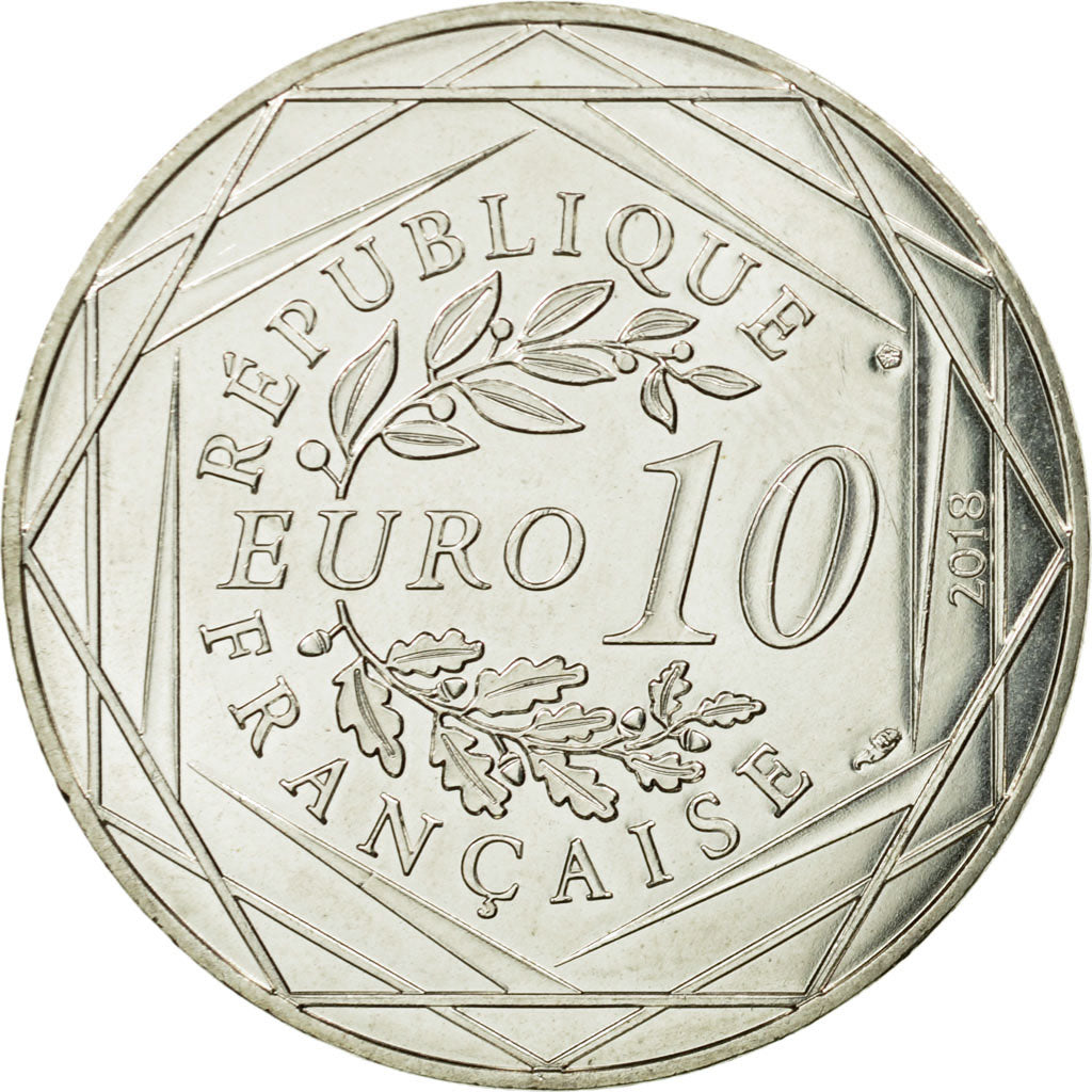 France, 10 Euro, Mickey libre comme l'air, 2018, MS(63), Silver