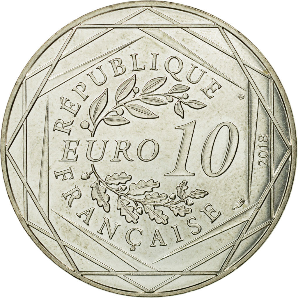 France, 10 Euro, Mickey un tour de Loire, 2018, MS(63), Silver