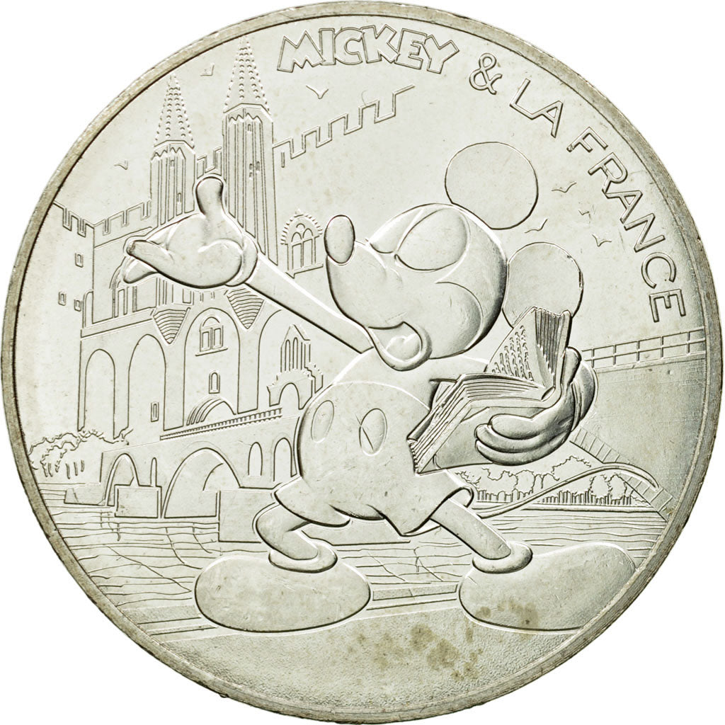 France, 10 Euro, Mickey sur le pont d'Avignon, 2018, MS(63), Silver