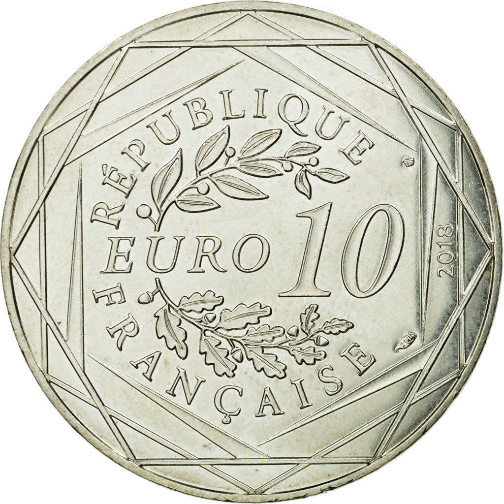 France, 10 Euro, Mickey sur le pont d'Avignon, 2018, MS(63), Silver