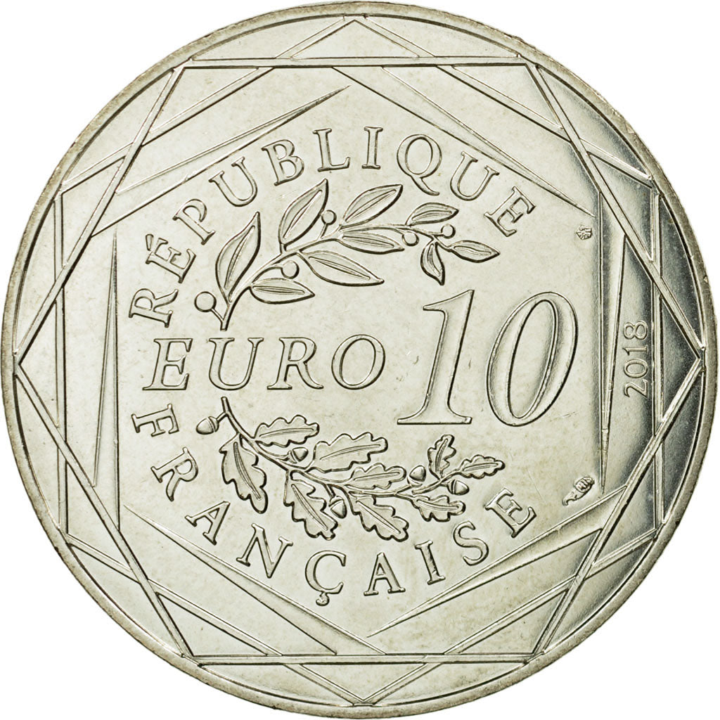 France, 10 Euro, Mickey balade de toute beauté, 2018, MS(63), Silver