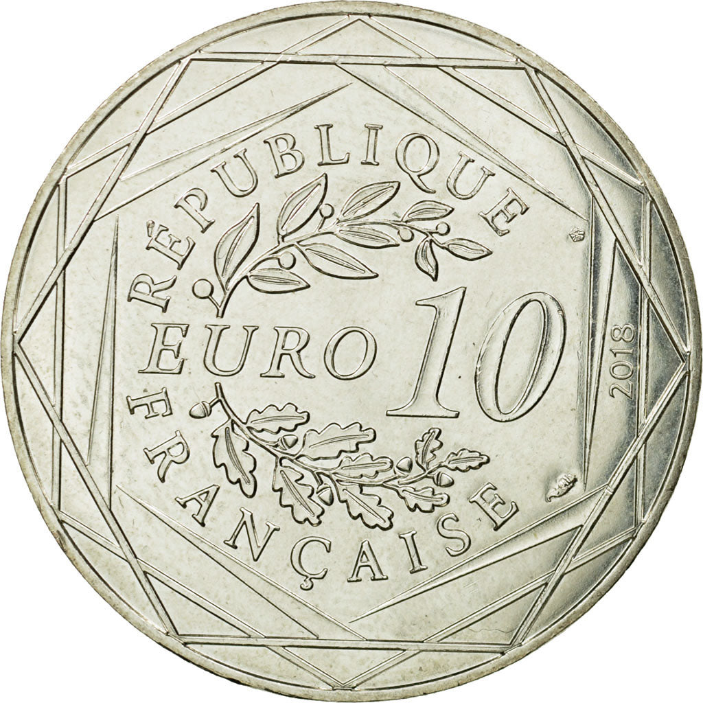 France, 10 Euro, Mickey pique nique normand, 2018, MS(63), Silver