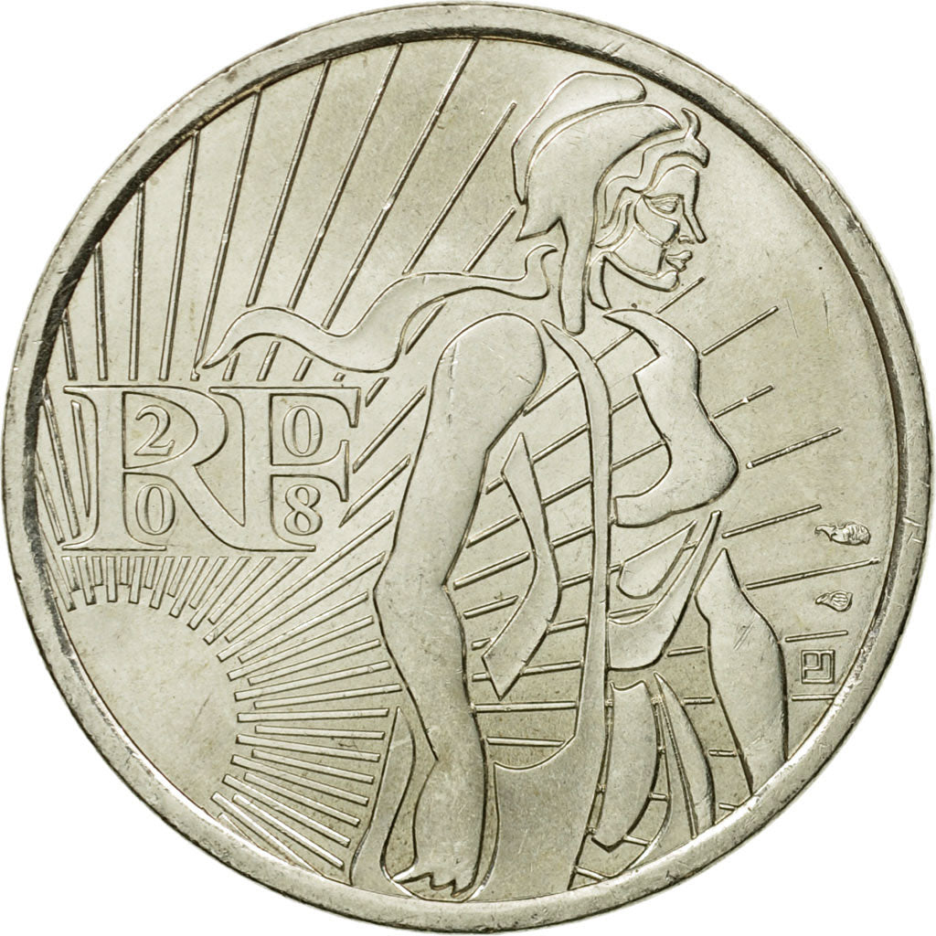 France, 5 Euro, 2008, AU(55-58), Silver, KM:1534