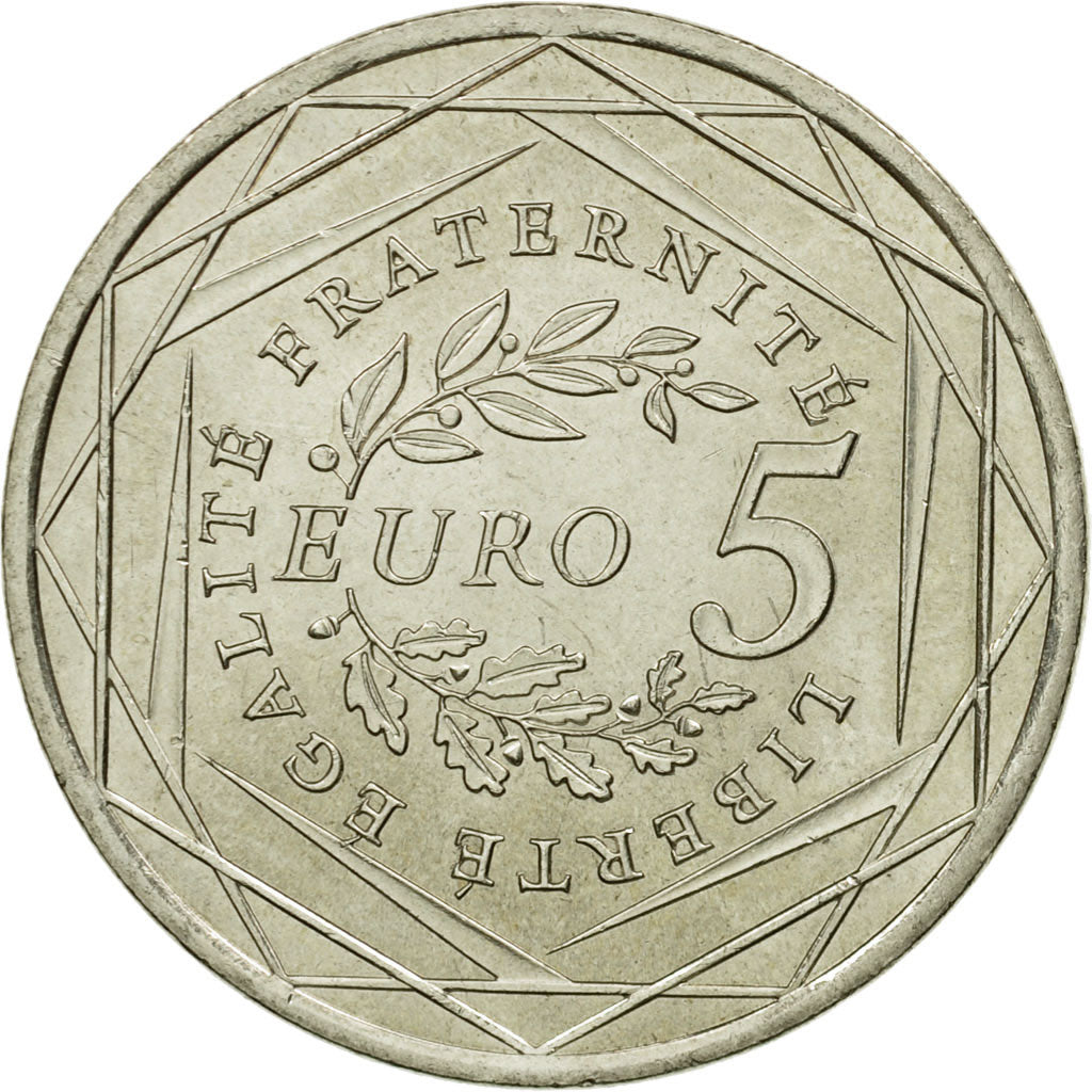 France, 5 Euro, 2008, AU(55-58), Silver, KM:1534