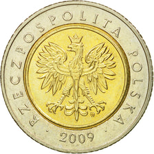 Coin, Poland, 5 Zlotych, 2009, Warsaw, EF(40-45), Bi-Metallic, KM:284