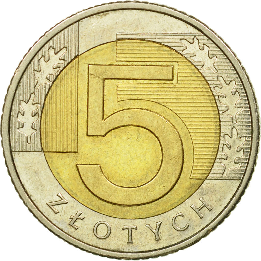 Munten, Polen, 5 Zlotych, 2010, Warsaw, ZF, Bi-Metallic, KM:284