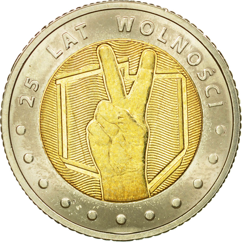 Coin, Poland, 5 Zlotych, 2014, MS(63), Bi-Metallic