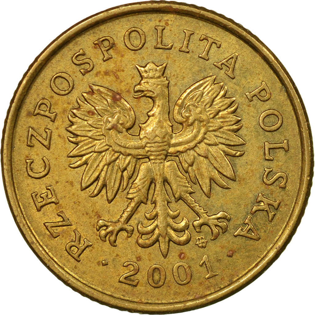 Coin, Poland, 5 Groszy, 2001, Warsaw, EF(40-45), Brass, KM:278