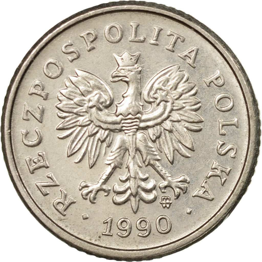Coin, Poland, 10 Groszy, 1990, Warsaw, EF(40-45), Copper-nickel, KM:279