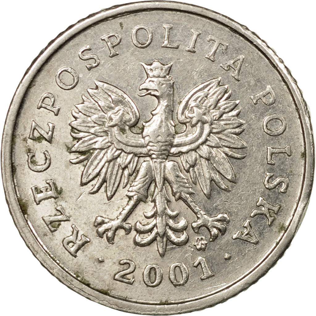 Coin, Poland, 10 Groszy, 2001, Warsaw, EF(40-45), Copper-nickel, KM:279