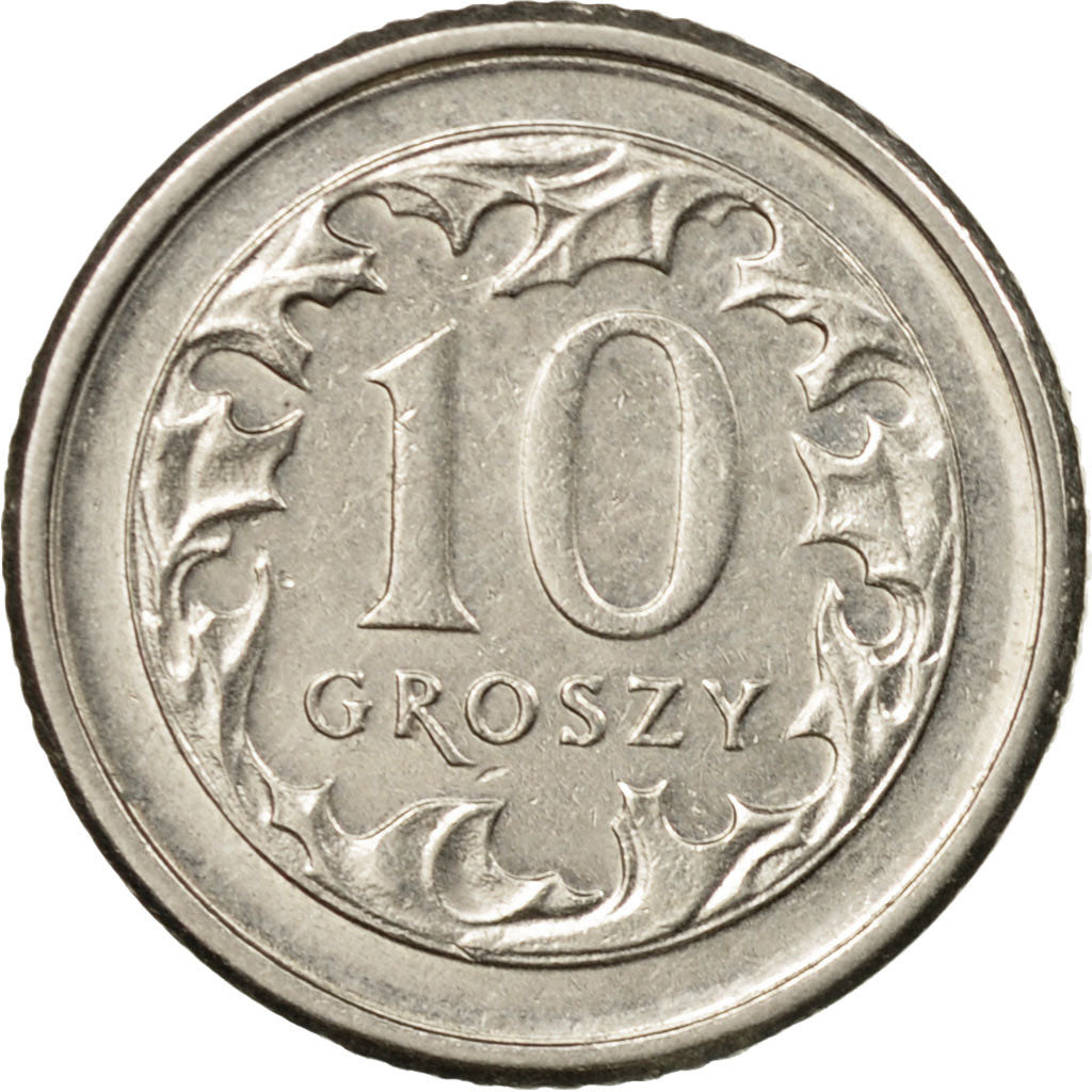 Coin, Poland, 10 Groszy, 2002, Warsaw, EF(40-45), Copper-nickel, KM:279