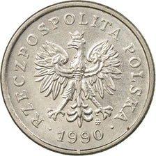 Coin, Poland, 20 Groszy, 1990, Warsaw, EF(40-45), Copper-nickel, KM:280