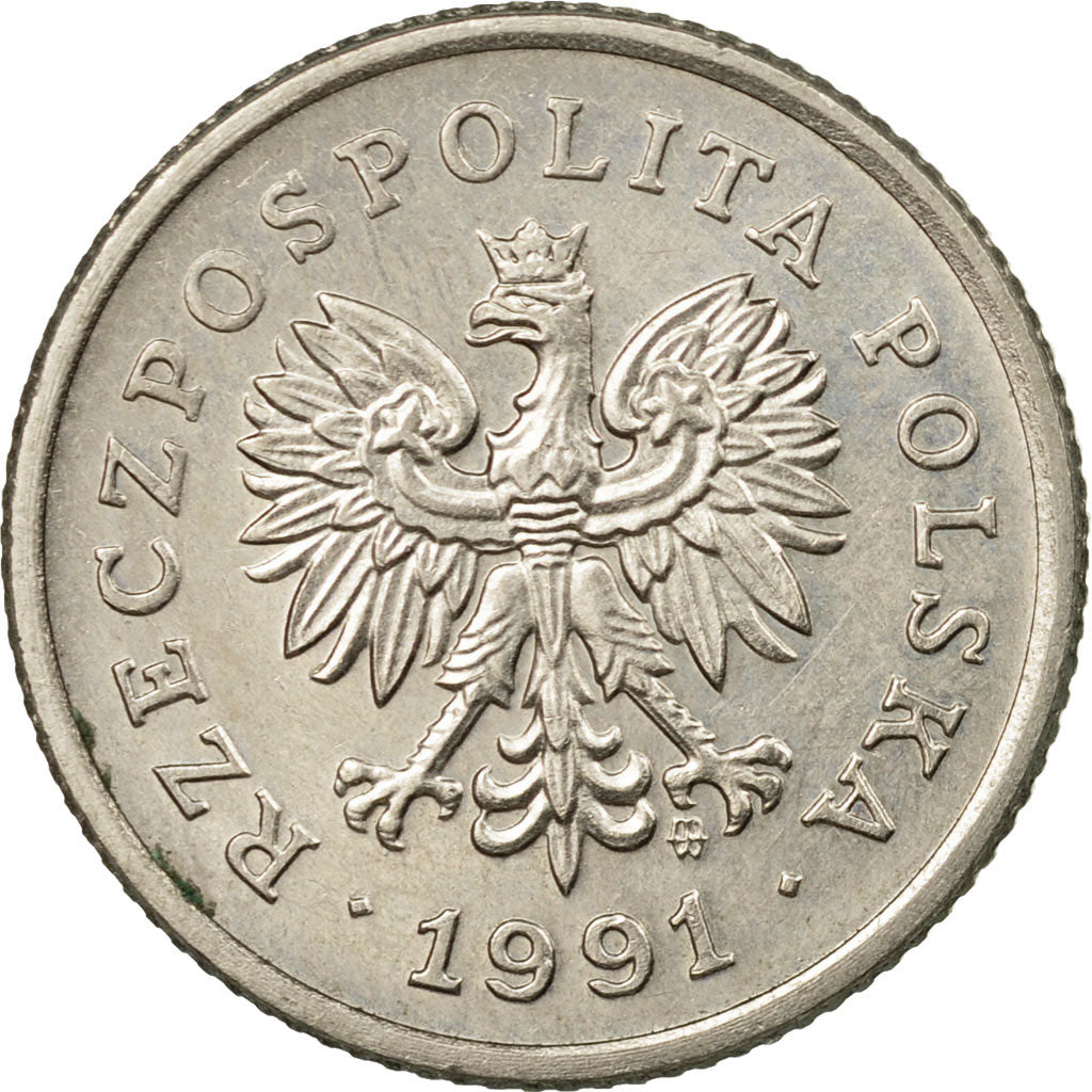 Coin, Poland, 20 Groszy, 1991, Warsaw, EF(40-45), Copper-nickel, KM:280
