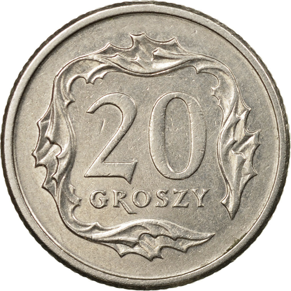 Coin, Poland, 20 Groszy, 2010, Warsaw, EF(40-45), Copper-nickel, KM:280