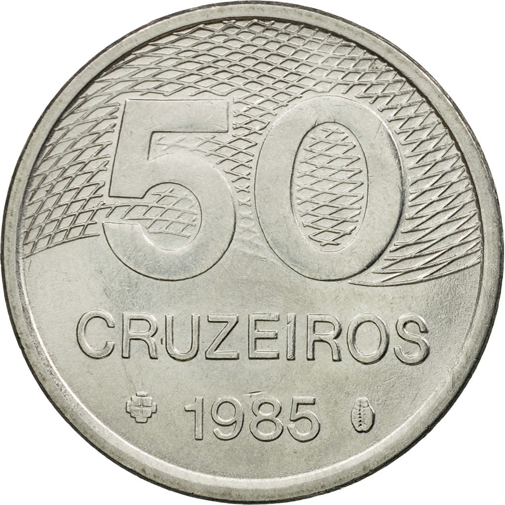Coin, Brazil, 50 Cruzeiros, 1985, EF(40-45), Stainless Steel, KM:594.2