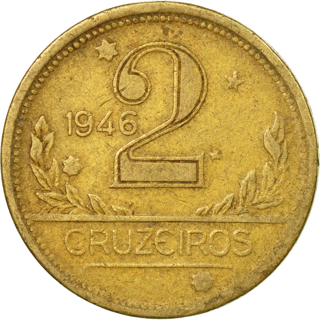 Coin, Brazil, 2 Cruzeiros, 1946, VF(30-35), Aluminum-Bronze, KM:559