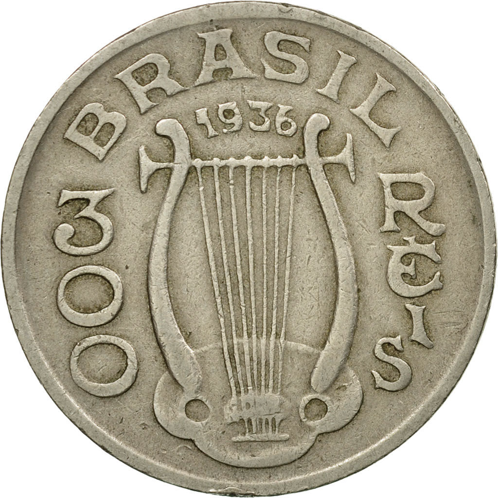 Monnaie, Brésil, 300 Reis, 1936, TB+, Copper-nickel, KM:538
