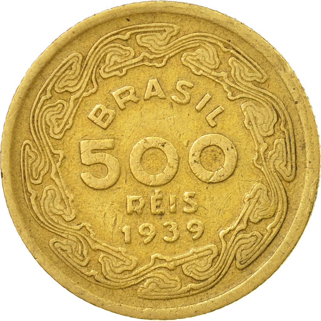 Coin, Brazil, 500 Reis, 1939, EF(40-45), Aluminum-Bronze, KM:549