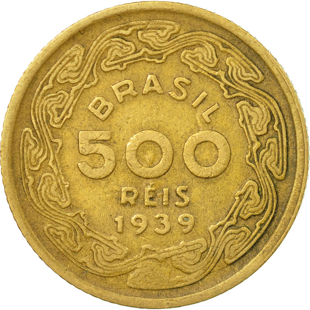 Coin, Brazil, 500 Reis, 1939, EF(40-45), Aluminum-Bronze, KM:549