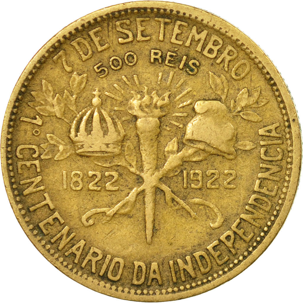 Coin, Brazil, 500 Reis, 1922, VF(30-35), Aluminum-Bronze, KM:521.1