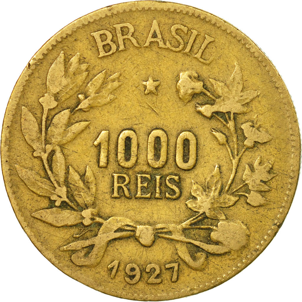 Moneda, Brasil, 1000 Reis, 1927, BC+, Aluminio - bronce, KM:525