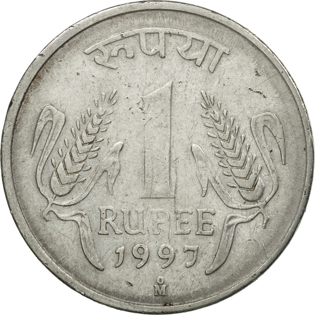 Coin, INDIA-REPUBLIC, Rupee, 1997, EF(40-45), Stainless Steel, KM:92.2